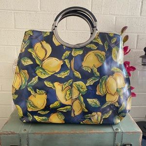 ARENZANO LEMON POSITANO LEATHER SHOPPER BAG EUC